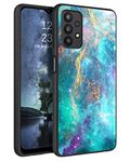 DOMAVER Case for Samsung A32 5G Slim Fit Glow in The Dark Hybrid Hard PC Folding Shockproof Drop Protective Girls Women Men Phone Cover for Samsung Galaxy A32 6.5", Green Nebula
