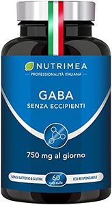 GABA | 750 mg | Stress e Ansia | Sonno | Rilassamento fisico e mentale | Concentrazione | Vegano | 60 Capsule | Nutrimea