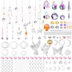 Lweiiws 406 Pcs Suncatcher Crystals DIY Making Kits Hanging Crystals Prisms Sun Catchers Crafts Rainbow Maker Pendants for Stained Glass Window Hanging Suncatcher Beads Indoor Outdoor Garden Decor