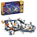 LEGO 31142 Creator 3in1 Space Roller Coaster to Drop Tower or Merry-Go-Round Set, Fairgound Ride Models, Building Toy with Space Rocket, Planets and Light Up Bricks