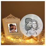 Customised with Picture Engraved with Stand,3D Moon Lamp Personalised Photo Custom Moon Light Lamp Personalised Gifts for Mother's Father's Day (2 Colors,8cm)