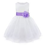 iEFiEL Kids Flower Girls Wedding Pageant Bridesmaid Flower Dress Princess Birthday Party Bowknot Prom Dress Ball Gown Lavender 7-8 Years