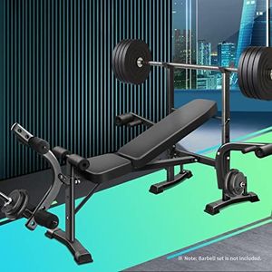 Finex Weight Bench Press Home Gym Systems 8in1 Multi-Station Fitness Chair Strength Training Equipment with Backrest Adjustable Foldable bar Design, U-Shaped Stable Base and Sweat Proof Padding, 200KG Weight Capacity