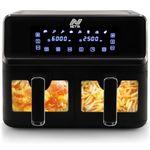 NETTA 8L Dual Basket Low Energy Air Fryer with Digital Smart Programmes - 2 Large Drawers, 8 Pre-Set Functions, 60 Minute Timer, XL Family Size Drawer - Black