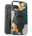 Encased Bando Case Designed for iPhone 15 Case with Finger Loop Strap (Gold Leaf Design)