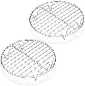 P&P CHEF 7½-Inch Round Rack for Cooking Steaming Cooling Drying Baking, Fit Air Fryer Stockpot Pressure Cooker, Stainless Steel Made, 2 Pack - Oven & Dishwasher Safe