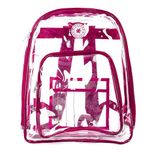 K-Cliffs Clear Backpack Quality See Through Student Bookbag Durable PVC Transparent Workbag, Clear/Pink Trim