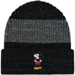 Concept One Disney Mickey Mouse Cuffed Beanie Hat, Knitted Stocking Cap, Black/Grey, One Size