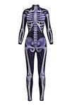 Honeystore Women's Halloween Skeleton Catsuit Costume 3D Stretch Skinny Bodysuit bds-97005 M