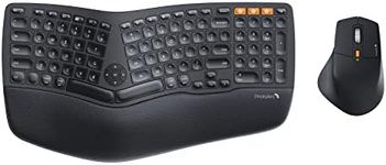 ProtoArc Ergonomic Wireless Keyboard Mouse, EKM01 Ergo Bluetooth Keyboard and Mouse Combo, Split Design, Palm Rest, Multi-Device, Rechargeable, Windows/Mac/Android (Black)