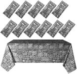 Chuangdi 12 Sheets 4.5 x 9 Feet Brick Stone Wall Backdrop Tablecloths Medieval Castle Party Decoration Wallpaper Curtain Door Removable Brick Photo Backdrop for Birthday Halloween Party(Dark Gray)