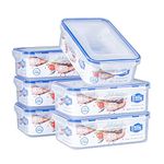 EASYLOCK 6Pack 1150ML Plastic Food Storage Containers with Lids Meal Prep Containers Reusable Microwavable Bento Lunch Box Set Freezer Storage Boxes