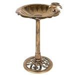 Garden Bird Bath 31-Inch Height with Vintage Scroll Design Pedestal, Bird Baths for Outdoors Decoration Yard/Patio/Lawn, Antique Golden