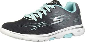 Skechers Women's Go Walk 5-Alive Sneaker, Black/Aqua, 8.5