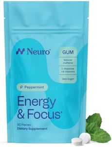 Neuro Energy & Focus Gum - 40mg Natural Caffeine Gum & Nootropic Energy Supplement with L-Theanine & B Vitamins - Sugar Free, Vegan - Peppermint, 90ct