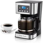 Taylor Swoden Programmable Coffee Maker, 4-12 Cups Drip Coffee Machine with Glass Carafe, Regular & Strong Brew, Pause & Serve for Home and Office