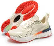 ONEMIX Breathable Men's Max Cushioned Walking Shoes with Arch Support for Plantar Fasciitis Flat Foot Pain Relief Air Lightweight Jogging Running Sneakers Shoes Non Slip Thick Sole,Beige,Size 7