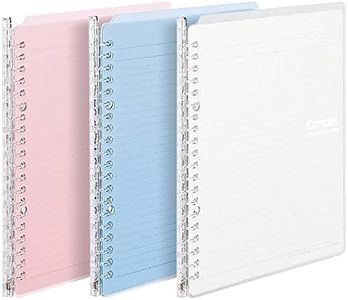 Kokuyo Campus Easy-Carry Slim Binder"Smart-Ring" A5 20-Ring Set of 3 (Light Pink, Light Blue & Clear, A5)