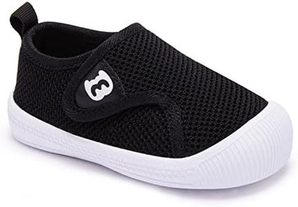 BMCiTYBM Toddler Boy Girl Shoes Breathable Walking Shoes Barefoot Lightweight Non-Slip Sneakers 6 9 12 18 24 Months Black Size 7 Toddler