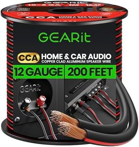 GearIT 10 Gauge Speaker Wire (200 Feet), Copper Clad Aluminum, CCA Thick Gauge Copper Wire for Stereo, Surround Sound, Home Theater, Radio (Black, 200 Feet)