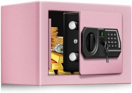 TOTOY Small Personal Safe Box 0.3 Cu Ft- Electronic Digital Security Safe Steel Construction Hidden with Key Lock, Wall or Cabinet Safety Box for Home Office Hotel Business Jewelry Gun Cash Money