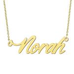 BYBWBL Norah Name Pendant Necklace 18k Gold Plated Stainless Steel Jewelry for Womens 16"+2"