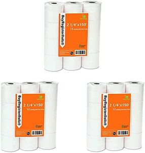 (36 Rolls) 2 1/4 x 150 ft White Adding Machine Tape Paper Rolls Premium One Ply Register Adding Machine/Calculator Paper Rolls Printing Calculator 10 Key