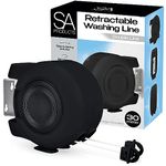 SA Products Wall Mounted Twin Cable Retractable Washing Line - 2x15m Long Clothes Line - 30m Extendable Laundry Drying String Line Heavy-Duty Plastic & Polyvinyl For Indoor & Outdoor Use - All Black