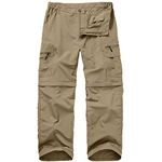 Winebox Walking Hiking Trousers Mens, Convertible Zip Off Lightweight Quick Dry Breathable Cargo Fishing Safari Camping Travel Pants(khaki-32)