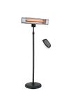 Devola Platinum Portable Electric Patio Heater 1800W | IP65 Waterproof | Carbon Fibre Elements & Timer | Adjustable Height & Head Angle | Remote Control Included | Free Standing | Silver (DVPH18PSMSL)