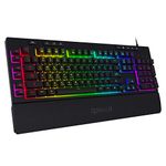 Redragon K512 Shiva RGB Backlit Membrane Gaming Keyboard with Multimedia Keys, Quiet Mechanical Feeling Keyboard, 6 Extra On-Board Macro Keys, Dedicated Media Control, Detachable Wrist Rest, Black