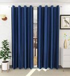 Parda Sansar Polyester Solid Crushed Texture Curtains, Window, 7 feet (213 cm), Blue, Pack of 2