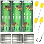 Carp Fishing Hair Rigs Kit - 18pcs Boilies Carp Rigs Carp Hooks Braided Thread Boilies Hair Rigs for Carp Fishing Braid Thread Line with 3 Extender Boilie Bait Stops and Stringer Needle