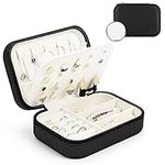 BELICOO Jewellery Box Organiser Small Travel Jewellery Storage Case with Mirror for Earrings, Rings, Necklace Portable Faux Leather for Women Girls (Black)