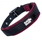 Black Rhino, The Comfort Collar, Dog Collar for All Breeds, Ultra Soft Neoprene Padded Collar, Sturdy, Adjustable, Reflective - Weather Resistant, Large, Burgundy/Black