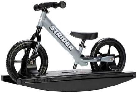 Strider 12” Sport Bike (Matte Gray) + Rocking Base - Helps Teach Baby How to Ride a Balance Bicycle - for Kids 6 Months to 4 Years - Easy Assembly & Adjustments