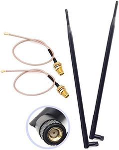 Set of 2 Omni-Directional Wi-Fi Long Range Dual Band 9 Dbi Antenna 2.4/5Ghz 802.11n/b/g and 2 RF U.FL Mini PCI to RP-SMA Female Pigtail Antenna Wi-Fi Cable (Kit for Routers, mini PCIe Cards)