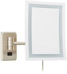 Jerdon JRT710NLD 6.5-Inch by 9-Inch Wall Mount Rectangular Direct Wire Makeup Mirror, Nickel Finish