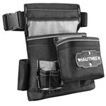 HAUTMEC Heavy Duty Framing Tool Belt Electrician Tools Pouch Organizer Work Belts for Men, 12-Pocket 1680D Tool Bag with Waist Strap Hammer Holder and 360°Reflective Strips, Black