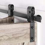 Roymelo 52" Bifold Sliding Barn Door Hardware Track Kit,Side Mounted Black Roller,Smoothly and Quietly,Assembly Easy,Fit Double 24" Bi-Folding Doors (Door Not Included)