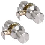 HOSOM Passage Door Knob, Interior Door Knob, Keyless Door knobs for Interior Doors, Hallway, Closet and More, No Locking Satin Nickel Door Handle Knob, 2 Pack
