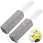 EZONEDEAL 2Pcs Pumice Cleaning Stone with Handle, Toilet Bowl Cleaning Stone Toilet Brush Stains and Hard Water Ring Remover | Pumice Stone for Toilet Cleaning, Kitchen, Bath, Foot