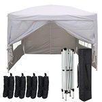 Greenbay 2.5M x 2.5M Foldable Pop up Gazebo Sun Protection Event Outdoor Tent With Four Side Panels (Two with Windows) - White