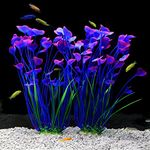 JIH Plastic Plants for Aquarium,Tall Artificial Plants for Fish Tank Decor 15.6 Inch (2 Pcs) (Purple)