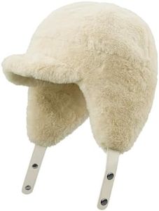 CLAPE Snow Trapper Hat Women's Winter Trooper Hat Ear Flap Russian Hat for Men Fluffy Snow Eskimo Ski Hats with Visor,Beige