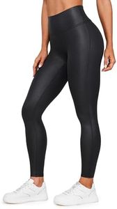 CRZ YOGA Butterluxe Matte Faux Leather Leggings for Women 28'' - No Front Seam High Waist Stretch Tights Pleather Pants Black Classic Large