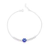 DHRUVS COLLECTION 925 Silver Evil Eye Bracelet With Silver Balls for Boys, Girls, Men & Women | Traditional Rakshabandhan Rakhi For Brother & Bhabhi, Ideal For Casual Wear