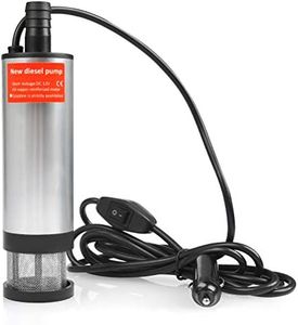 FOROREH Bomba gasoil DC 12V 35L/min,bomba de agua y aceite 12v bompa sumergible de acero inoxidable, Bomba de transferencia de aceite y diesel con Encendedor de Cigarrillos, Bomba de combustible coche