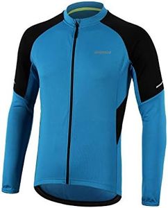 BERGRISAR Men's Basic Cycling Jerseys Long Sleeves Bike Bicycle Shirt Zipper Pockets BG012 Light Blue Size Large