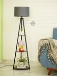 Crosscut Furniture Metal Floor LED Lamp With 3 Shelves (Gothic Grey)